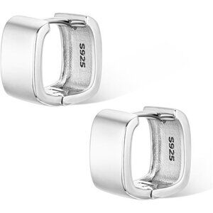 Chunky 925 Silver Square Hoop Earrings - Jewelry For Women